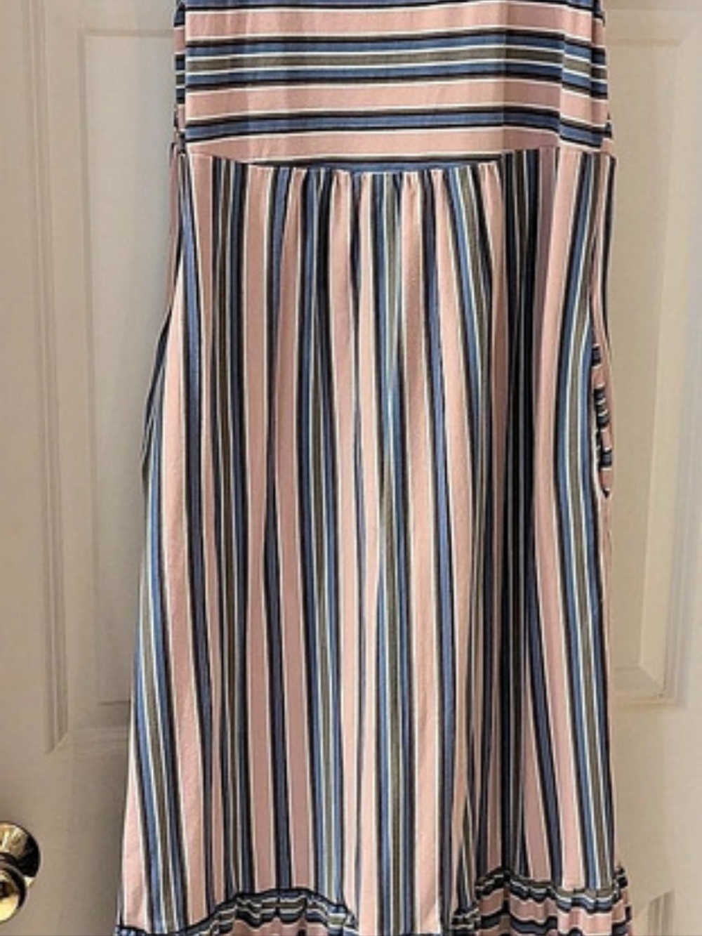 Suzanne Betro Striped Midi Dress in Blue & Pink Size Medium